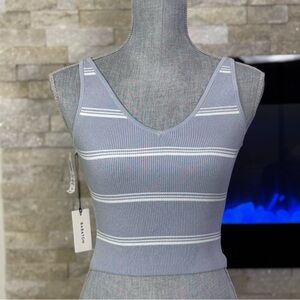 Babaton Double V-Neck Tank | Textured Ottoman Stitch | XS | NWT